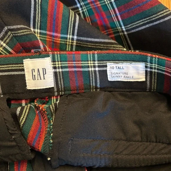 GAP Skinny Ankle Tartan Plaid Career Casual pants Women’s SZ 10 Tall Red Black - Picture 7 of 9